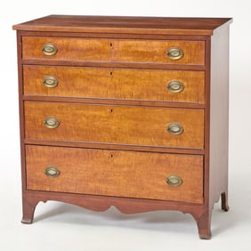 Federal Inlaid Cherry and Maple Chest of Four Drawers
