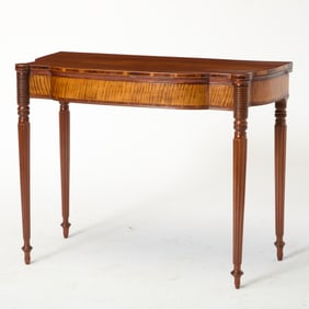 Federal Inlaid Mahogany and Tiger Maple Card Table