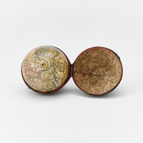 2 3/4 Inch Terrestrial Pocket Globe and Fitted Celestial Shagreen Case