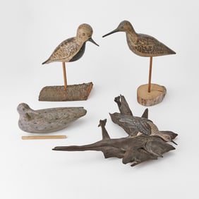 Four Carved and Painted Wood Shorebird Figures