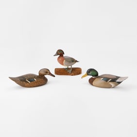 Three Miniature Carved and Painted Duck Figures
