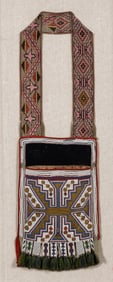 Native American Beaded Cloth Bandolier Bag