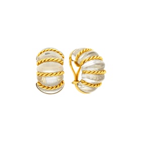 Seaman Schepps Pair of Gold and Rock Crystal 'Shrimp' Earclips