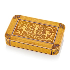 Antique Two-Color Gold and Blue Enamel Neoclassical Box