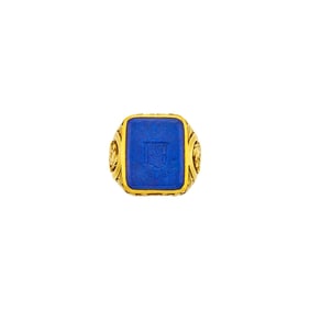 Tiffany & Co. Gold and Lapis Intaglio Crest Ring