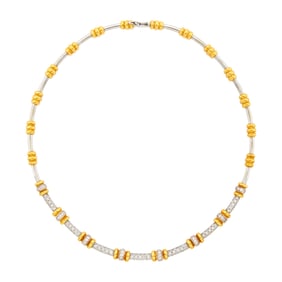 Two-Color Gold and Diamond Link Necklace