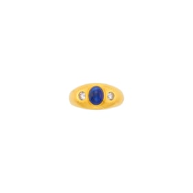 Cartier Gold, Cabochon Sapphire and Diamond Ring, France
