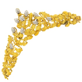 Two-Color Gold and Diamond Acorn Bracelet
