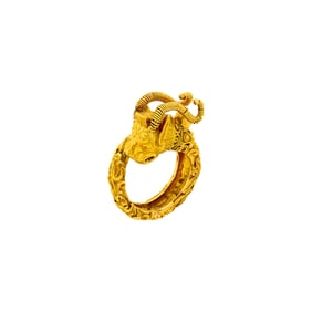 Zolotas Gold and Ruby Ram's Head Ring