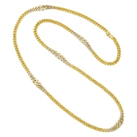 Long Two-Color Gold Curb Link Chain Necklace
