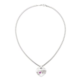 Chopard White Gold, Pink Sapphire and Diamond 'Love' Pendant with Chain Necklace