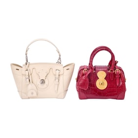 Two Ralph Lauren Red Alligator and Cream Leather 'Ricky' Mini Bags