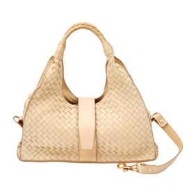 Bottega Veneta Cream Leather Woven Bag