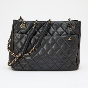 Chanel Black Lambskin Leather Tote
