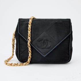 Chanel Black Fabric Flap Bag