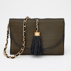 Chanel Black and Gold Tassel Flap Bag