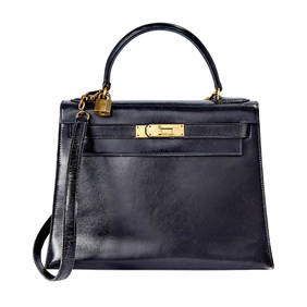 Vintage Hermès Black Box Leather Kelly 28 Bag (1 of 2)