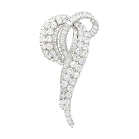 Platinum and Diamond Clip-Brooch