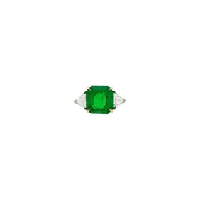 Platinum, Gold, Emerald and Diamond Ring