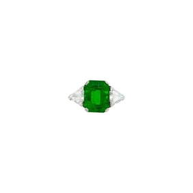 Platinum, Emerald and Diamond Ring