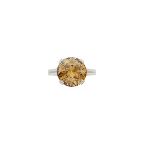 Platinum and Fancy Yellow-Brown Diamond Ring