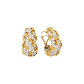 Ruser Pair of Platinum, Gold and Diamond Earrings