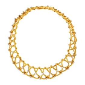 Gold, Platinum and Diamond Necklace