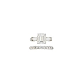 Platinum and Diamond Ring and Guard Ring