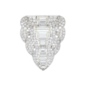 Platinum and Diamond Clip-Brooch