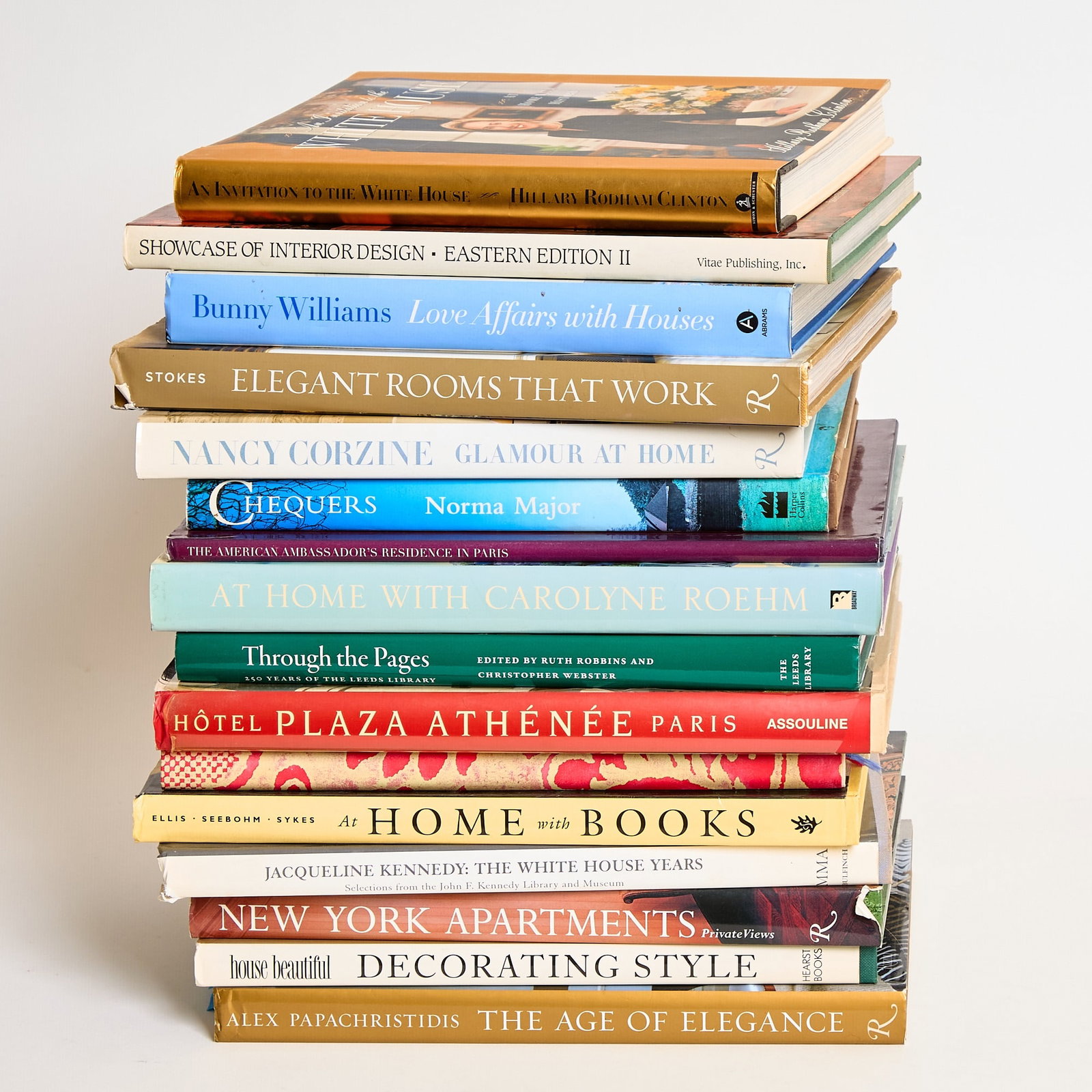Books on Interiors with one inscribed by Hillary Rodham Clinton: [BOOKS] Books on Interiors with one inscribed by Hillary Rodham Clinton. Approximately 16 volumes, various dates and publishers, original cloth in dust jackets. Includes Hillary Rodham Clinton's