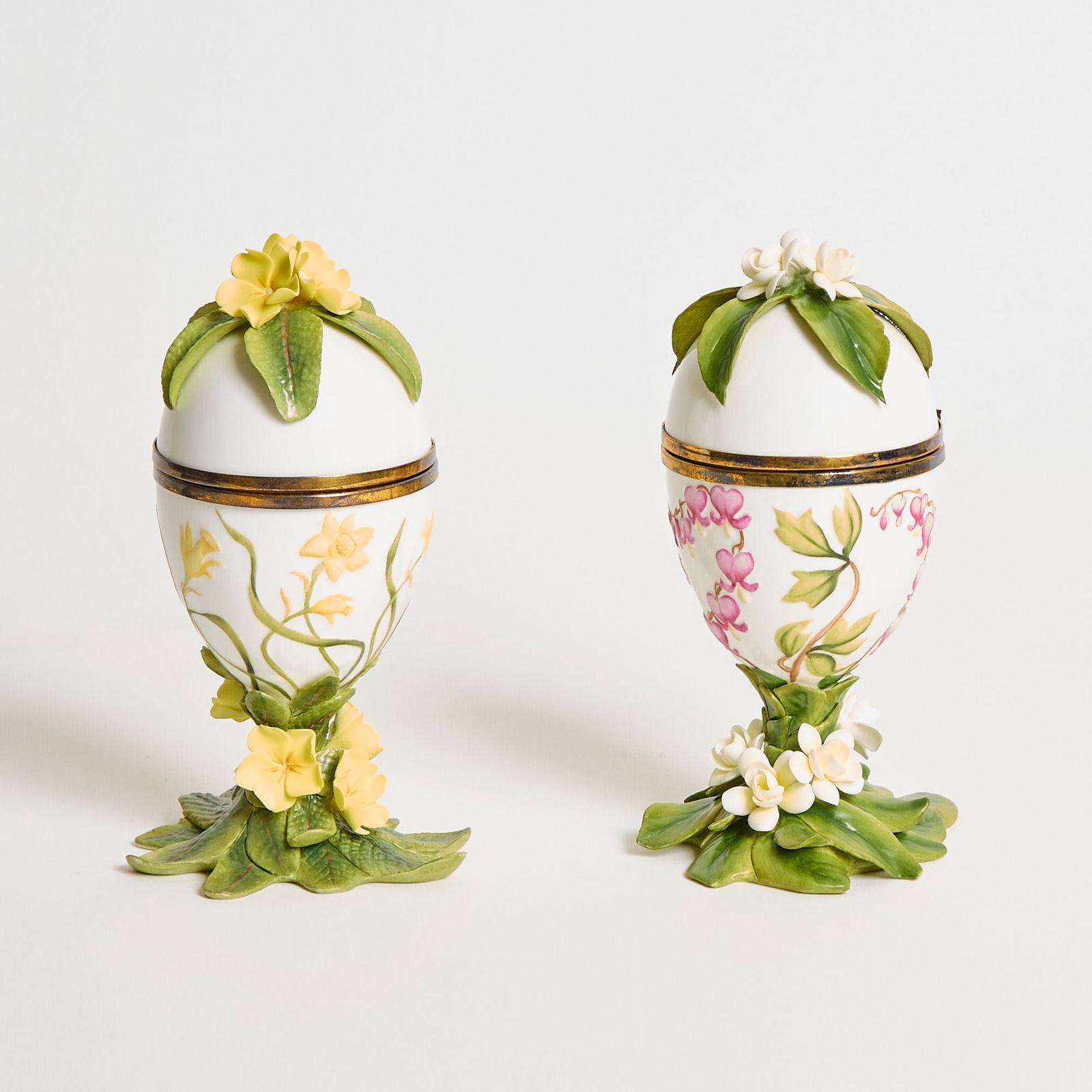 Pair of Boehm Porcelain Eggs Depicting Spring and Summer (1 of 3)