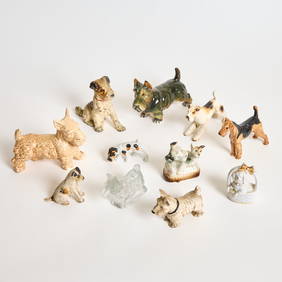 Group of Glass, Porcelain and Other Dog Figures (1 of 2)