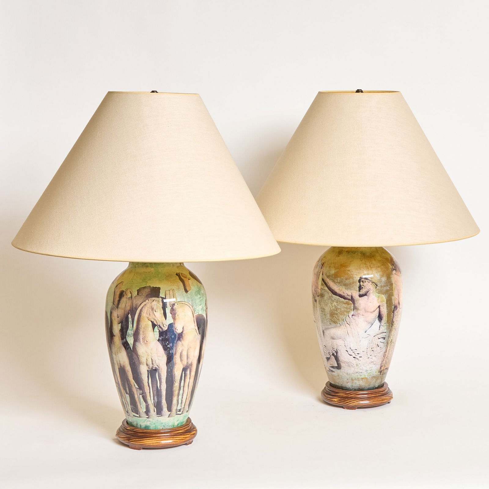 Pair of Decoupage Glass Lamps (1 of 2)
