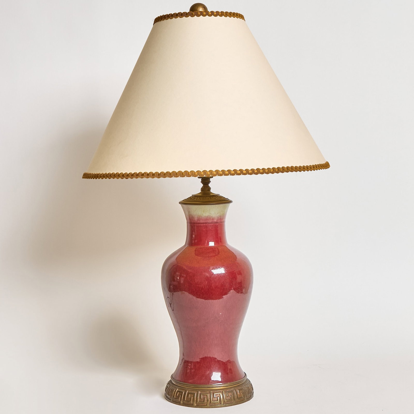 Chinese Porcelain Oxblood Vase as a Lamp: Height 14 1/2 inches.