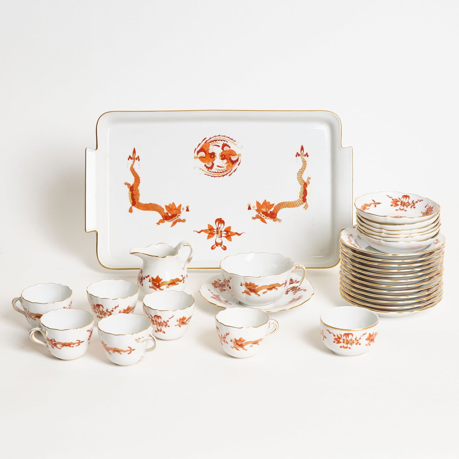 Meissen Porcelain "Red Dragon" Partial Demitasse Service (1 of 2)