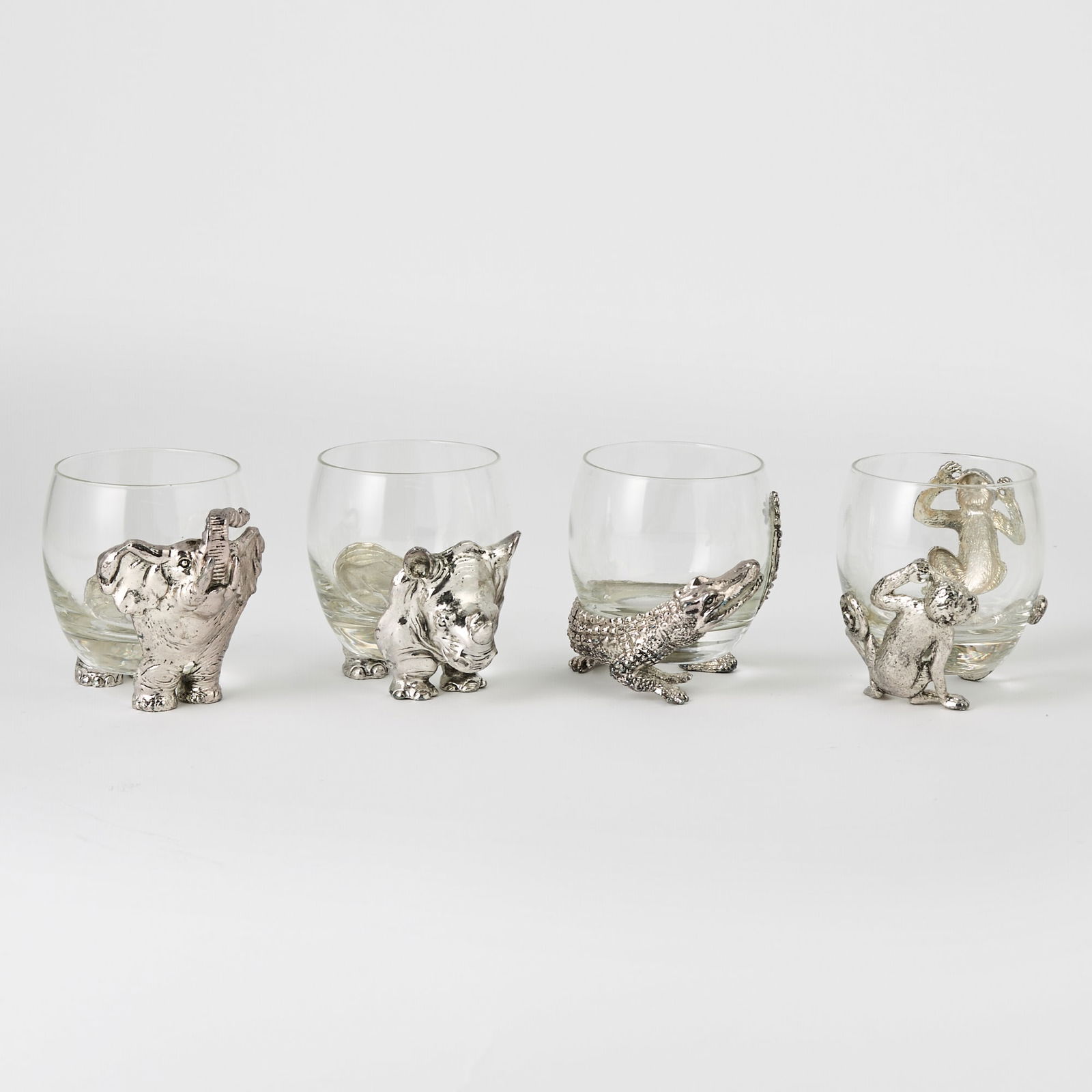 Set of Four Arthur Court Aluminum and Blown Glass 'Safari' Beakers (1 of 3)