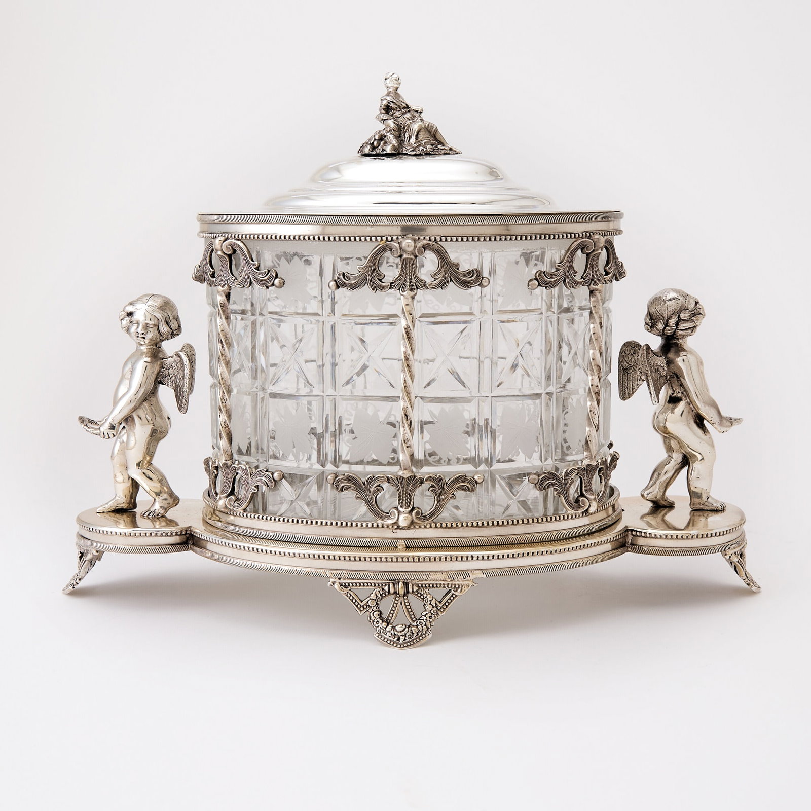 Victorian Electroplate and Cut Glass Biscuit Barrel (1 of 8)