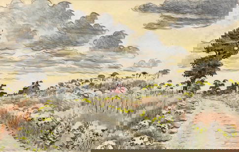 Charles Ephraim Burchfield: American, 1893-1967Country Road in August, 1963Signed with monogram and dated 1963 (lr); dated 1963 and inscribed with size, media, and as titled on a sheet affixed to the reverseCont&