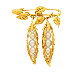 Tiffany & Co., Schlumberger Gold and Cultured Pearl 'Peapod' Brooch, France