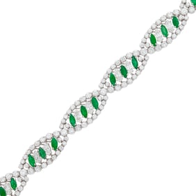 White Gold, Emerald and Diamond Bracelet
