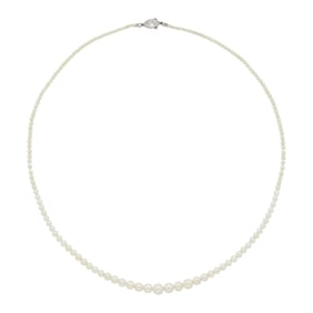 J.E Caldwell & Co. Natural Pearl Necklace with Platinum and Diamond Clasp