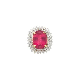 Two-Color Gold, Pink Tourmaline and Diamond Ring