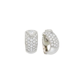 Pair of White Gold and Diamond Hoop Earrings