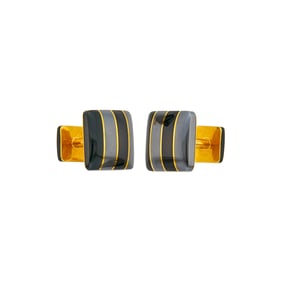 Angela Cummings Pair of Gold, Black Jade and Hematite Cufflinks