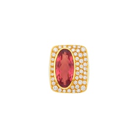 Gold, Pink Tourmaline and Diamond Ring