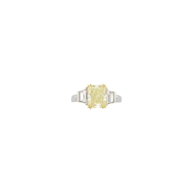 Platinum, Gold, Fancy Yellow Diamond and Diamond Ring