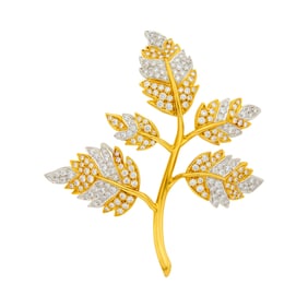 Tiffany & Co., Schlumberger Two-Color Gold and Diamond 'Five Leaves' Brooch