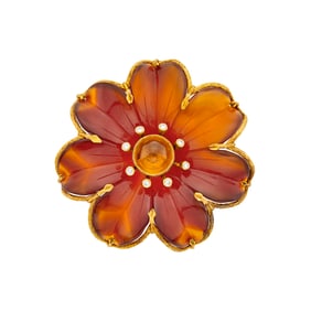 Ilias Lalaounis Gold, Carved Carnelian, Cabochon Citrine and Diamond Clip-Brooch