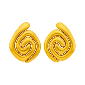 Ilias Lalaounis Pair of Hammered Gold Earclips