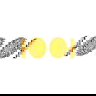 Ilias Lalaounis Pair of Gold Cufflinks: 18 kt., of Hellenistic era design, signed Greece, with maker's marks, ap. 8.4 dwts. Bright yellow gold color. Diameter 11/16 inch.